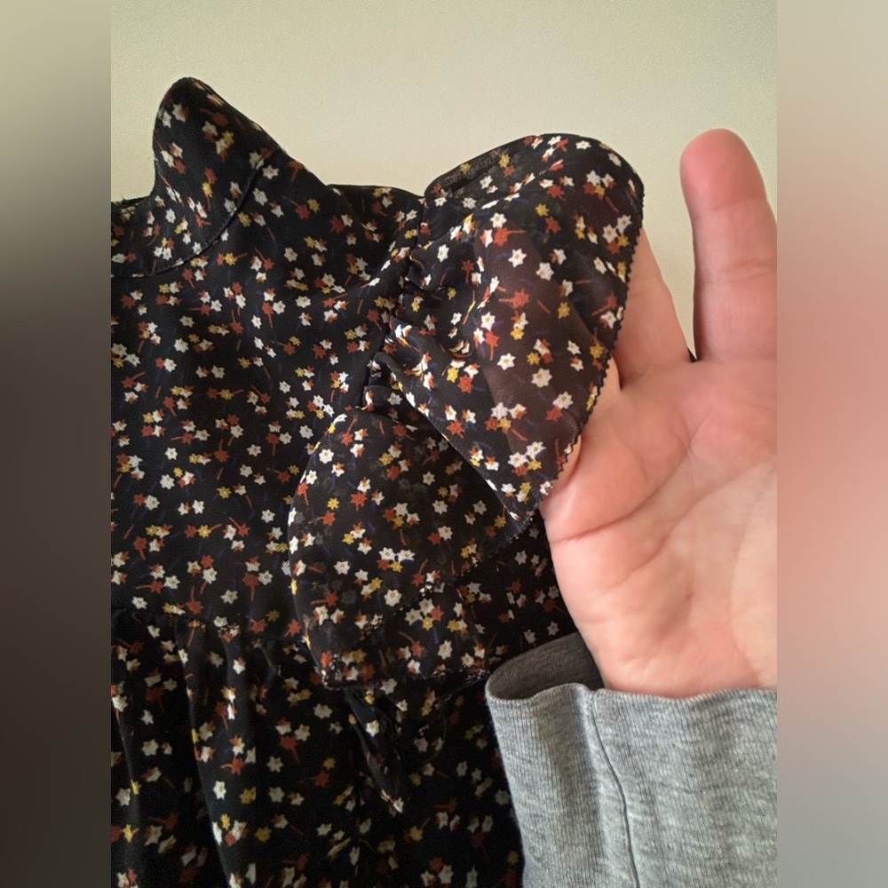 Madewell | Georgette Mockneck Ruffle-Yoke Puff-Sleeve Top | Women's Size XS - Picture 6 of 15